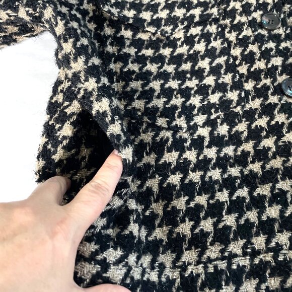 Avec Les Filles Lea Houndstooth Size L Cropped Tweed Wool Blazer Jacket Metallic - Picture 7 of 9
